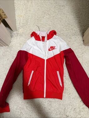 Nike Red, White & Maroon Colorblock Varsity Jacket